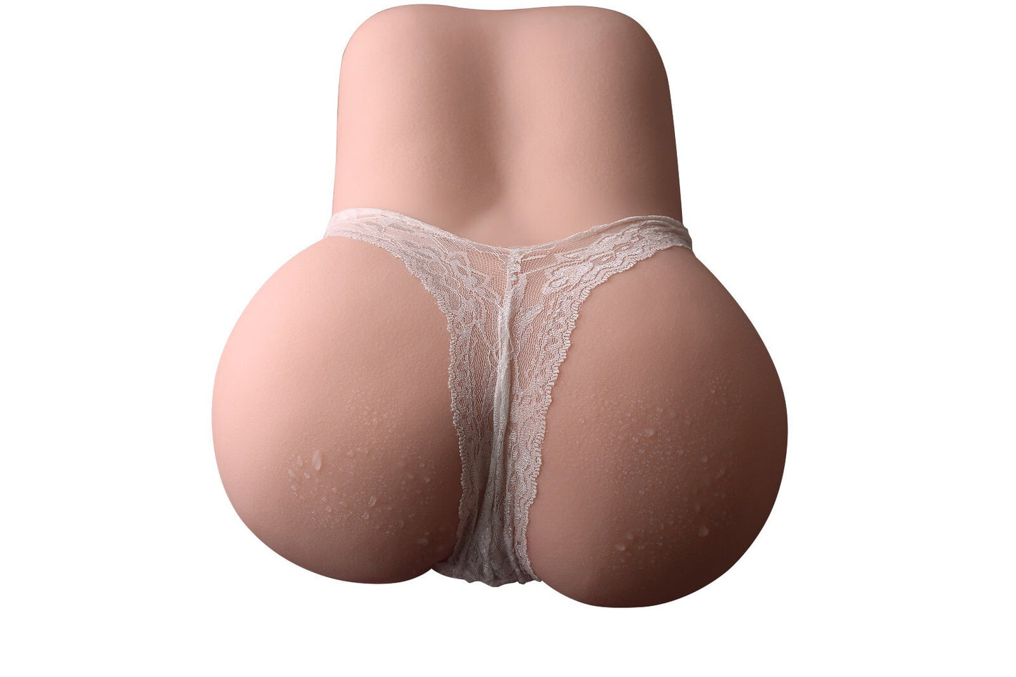 6kg slim waist big ass sex doll rear isolated view with lace panties on plain background