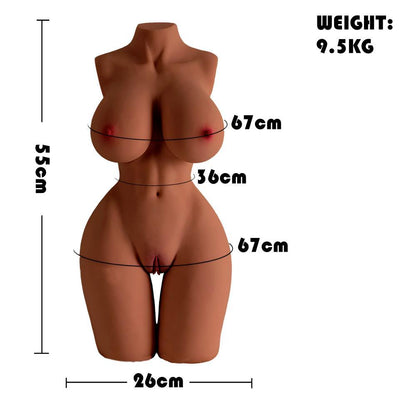 7kg ebony bubble butt sex doll dimensions and size guide showing measurements and proportions